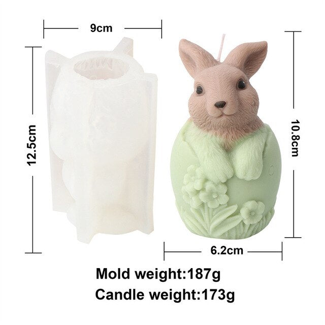 3D Egg Bunny Silicone Candle Mold Faceless Rabbit Head Aromatherapy Soap Plaster Resin Mould Candle Making Supplies Home Decor