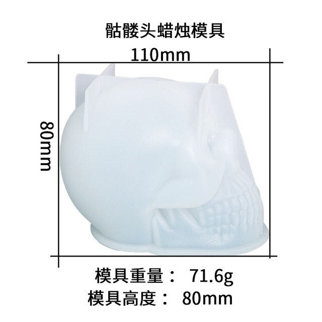 3D Skeleton Head Silicone Candle Mould UV Molds Resin Jewelry DIY Mold Resin Mold Making Plaster Soap Halloween Decoration Aroma