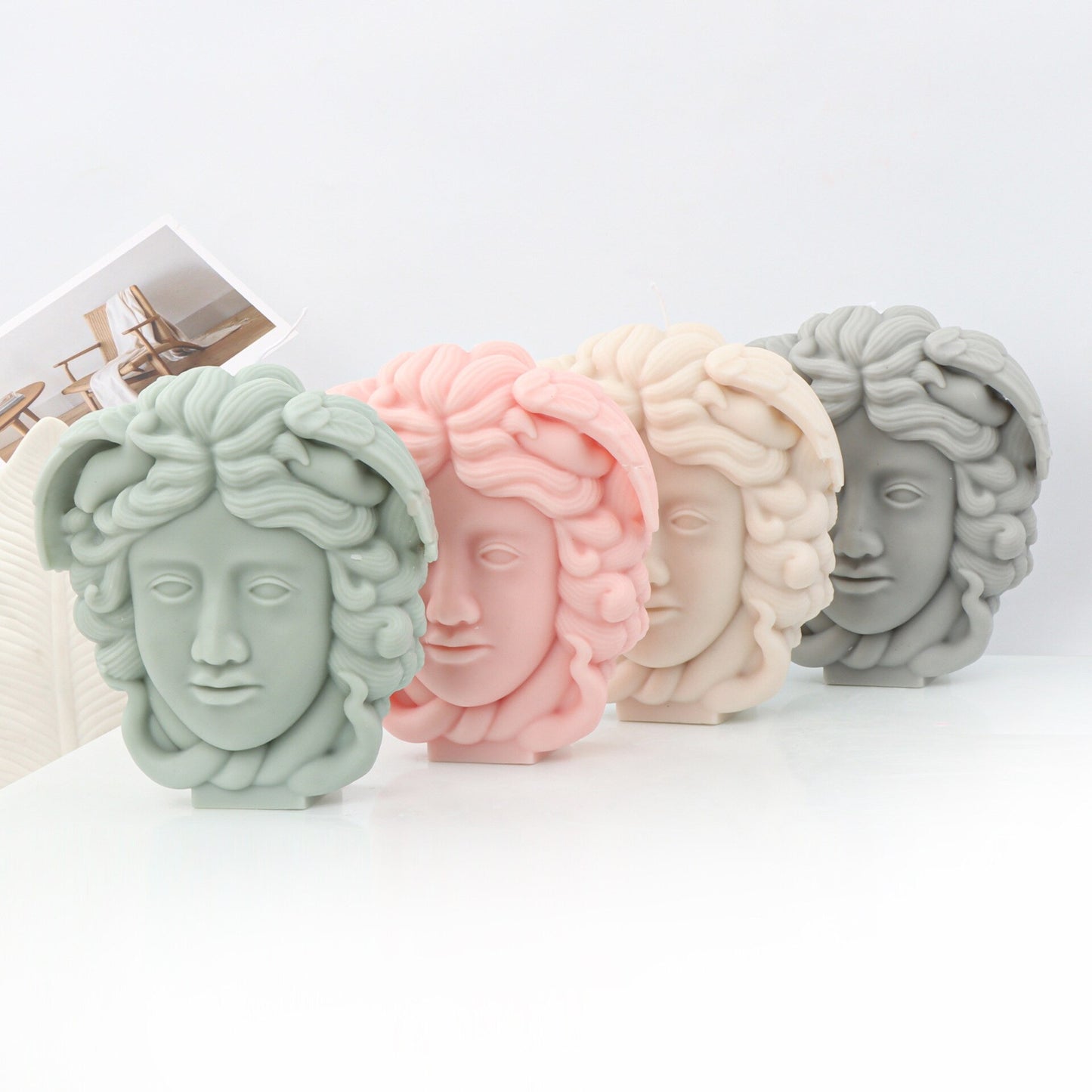 Large Medusa Bust Candle Mold Greek Sculpture Body Face Snake Hair Figure Wax Candles Silicone Mould Decoration Epoxy resin mold