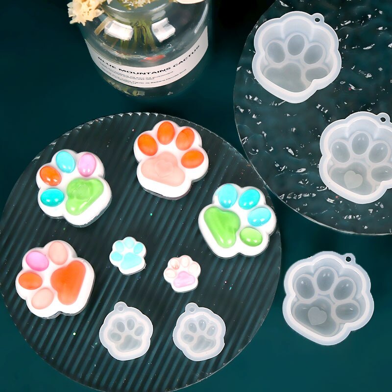 Mini Cat Paw Pendant Silicone Mold Keychain Pendants Epoxy Resin Molds for DIY Epoxy Resin Crafting Mould Jewelry Making Crasfs