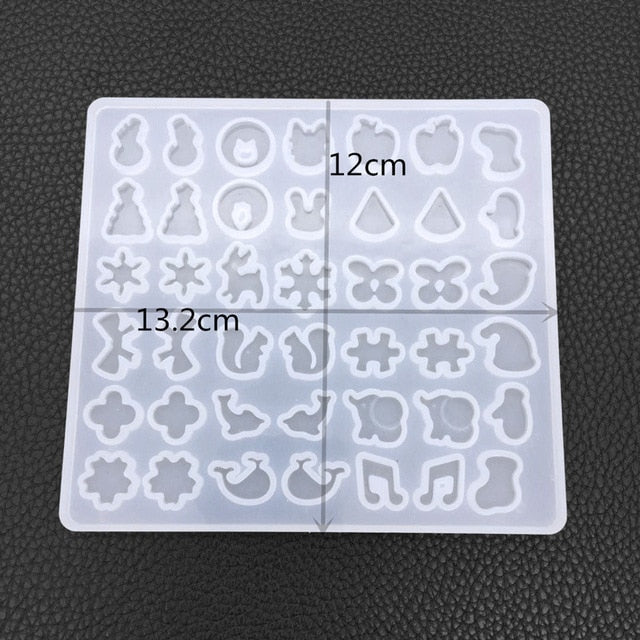 A variety of heart-shaped round oval rectangular silicone stud molds Mixed jewelry epoxy resin molds DIY jewelry making tools