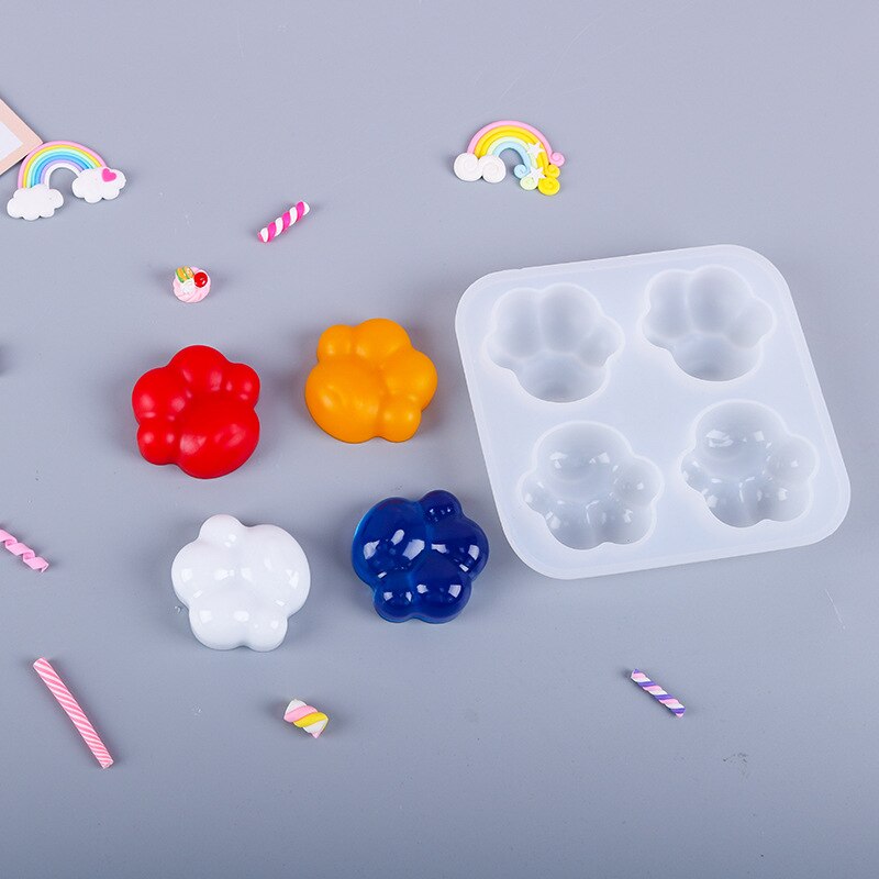 Mini Four-compartment Cat Paw Silicone Mold Candle DIY Crystal Epoxy Resin Crafting Mould Jewelry Making Keychain Pendants Home