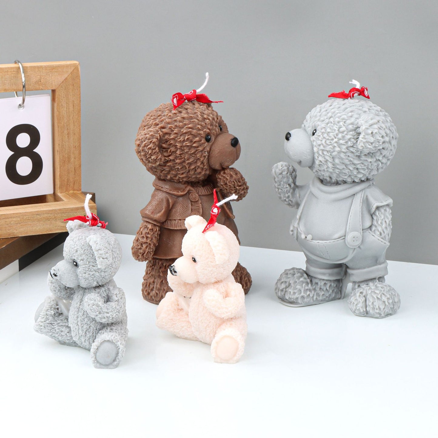 Large 3D Cute teddy animal bear candle silicone mold bear father mother cake chocolate silicone mold soap mold home decoration