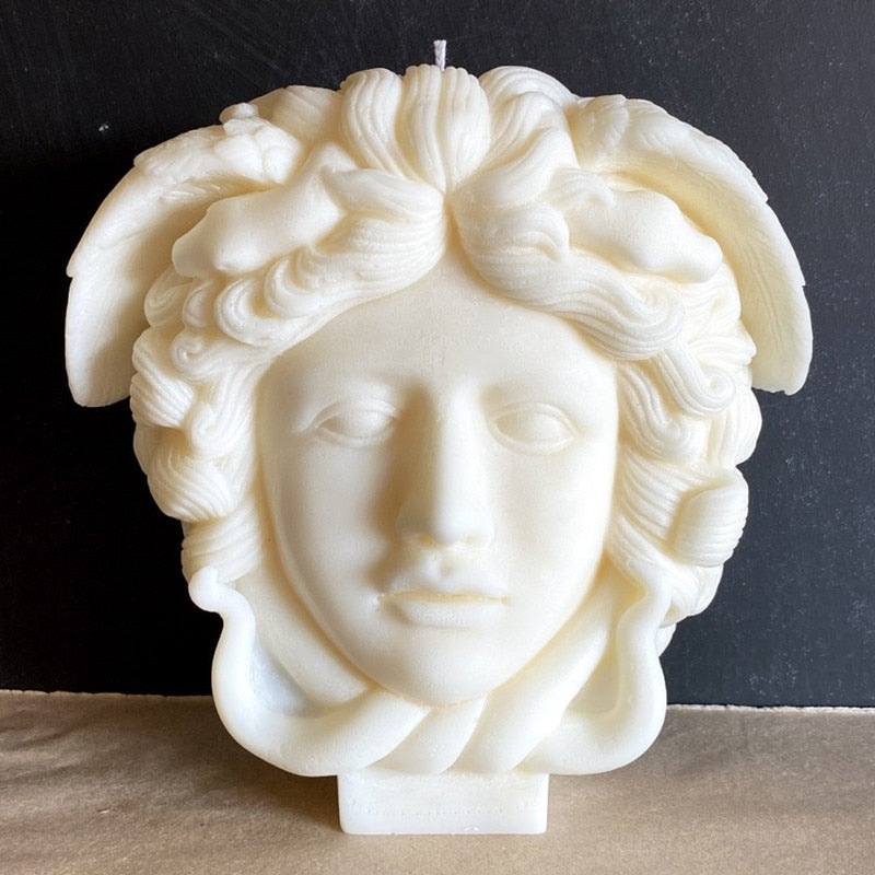 Large Medusa Bust Candle silicone Mold Geometry Acrylic Candle Mold European Style Roman Column Candle Mould Plastic Mold