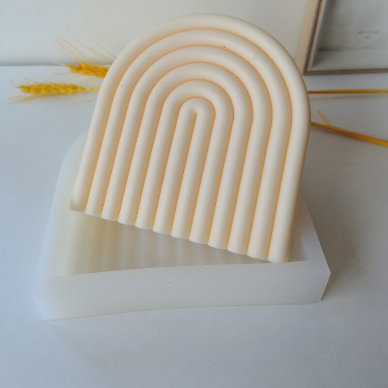 New DIY Art Geometric Rainbow U-Shaped Arch Candle Silicone Mold Handmade Craft Aromatherapy Candle Soy Wax Mould Home Decor