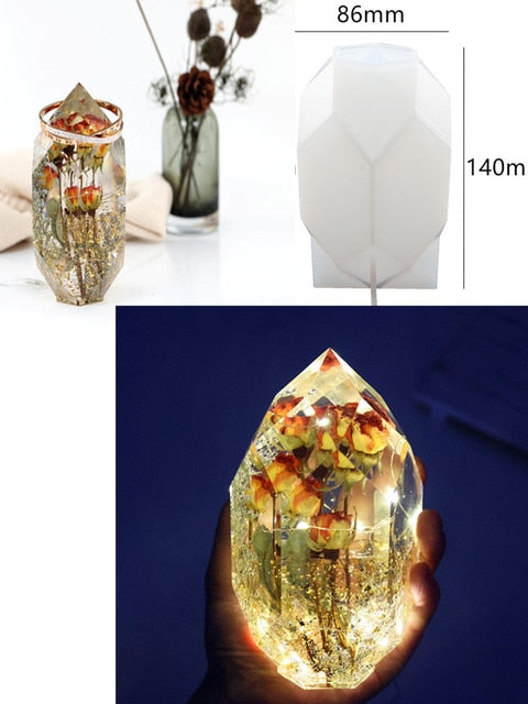 DIY Large Diamond Cut Irregular Crystal epoxy mold Jewelry Holder Resin Silicone Mold Making Accessories Tool Craf