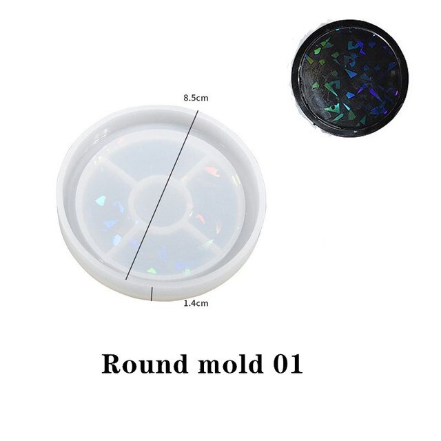 Holographic Light Coaster Silicone Mold DIY Hexagonal Round Coaster Crystal UV Epoxy Resin Mold Cup Tray Making Home Decor Gift