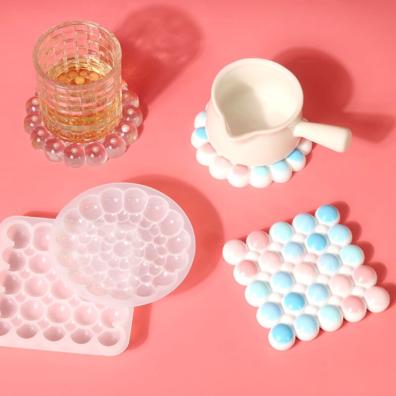 DIY Square Round Bubble Coaster Crysta UV Resin Molds Jewelry Accessories Handcraft Mould for Making Tray Home Decor Crafts Gift