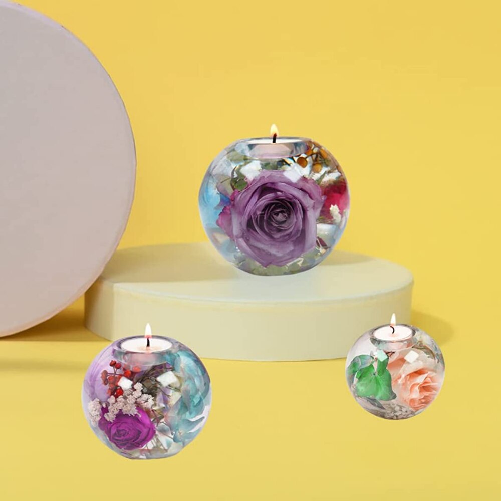 Round Ball-Shape Candle Holder Silicone Mold DIY Handicrafts Tealight Candlesticks Epoxy Resin Molds Wedding Home Decoration