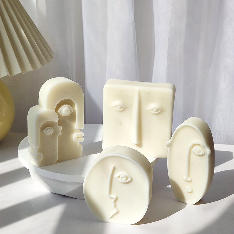 DIY Modern Creative Ceramic Human Face Expression Manual Candle Silicone Mold Aromatherapy Gypsum Decoration Resin Mold