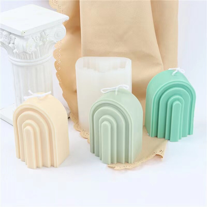 New DIY Art Geometric Rainbow U-Shaped Arch Candle Silicone Mold Handmade Craft Aromatherapy Candle Soy Wax Mould Home Decor