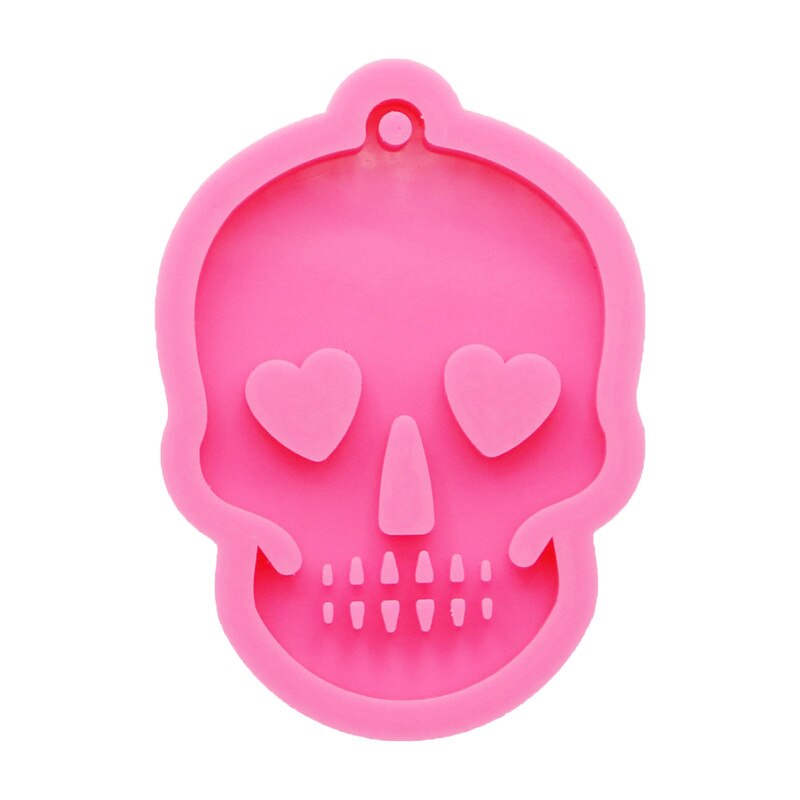 Pink Silicone Mold Pendant Skull Keychain Mould Chocolate Biscuit Fudge Mould Aromatherapy Plaster Car Hanging DIY Tool