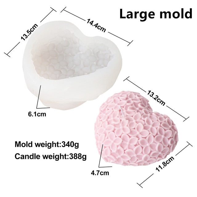 Love Flowers Candle Silicone Mold DIY Heart Candle Making Supplies Soap Epoxy Resin Chocolate Mold Gift Cake Decoration Craft