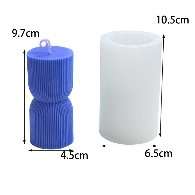 Geometrically striped Cylindrical Thick Rack Spire Candle Mold DIY Geometric Shaped Spire silicone Mold home decor clay molds