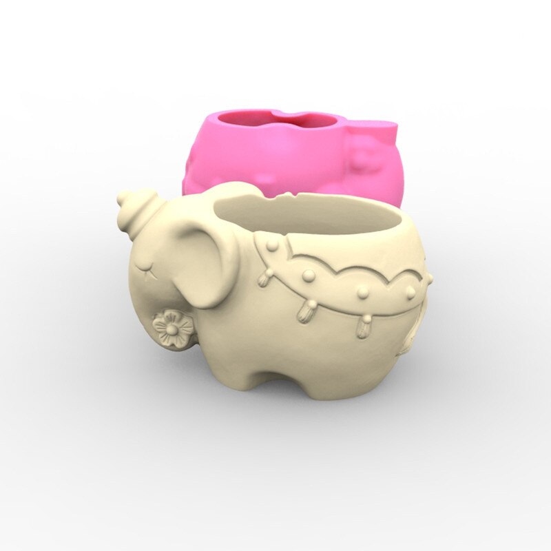 Cute Elephant Flower Pot Epoxy Resin Silicone Mold Animal Concrete Cement Succulents Plant Flower Pot Plaster Silicone Mold