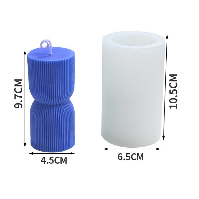 3D Cylindrical Stripe Silicone Candle Mold Fragrant Beautiful Geometric Diy Epoxy Resin Mold Home Decor Candle Making Kit Form