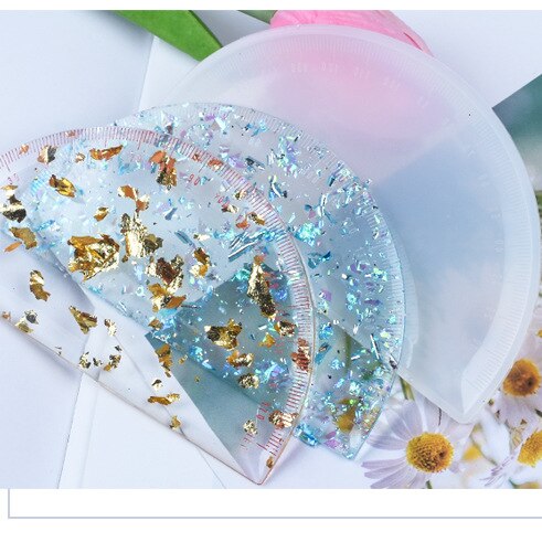 Ruler Silicone Mold UV Epoxy Resin Student School Supplie Protractor Triangle Right Angle Ruler Mould Jewelry Crafts Making Tool