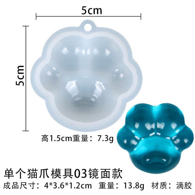 Mini Cat Paw Pendant Silicone Mold Keychain Pendants Epoxy Resin Molds for DIY Epoxy Resin Crafting Mould Jewelry Making Crasfs