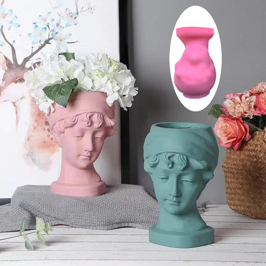 Large Roman girl Vase flowerpot silicone mold Greek goddess vase resin concrete silicone mold Succulents plant flower pot mold