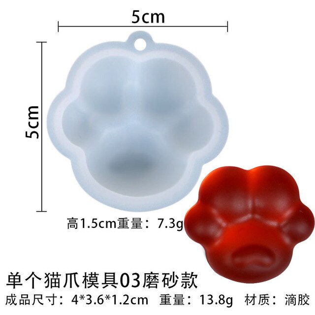 Mini Cat Paw Pendant Silicone Mold Keychain Pendants Epoxy Resin Molds for DIY Epoxy Resin Crafting Mould Jewelry Making Crasfs