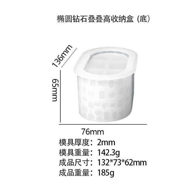 DIY Diamond Round Diamond Stacking High Storage Box Silicone Mold Candy Container Epoxy Resin Mold Liquid Release Jewelry Box