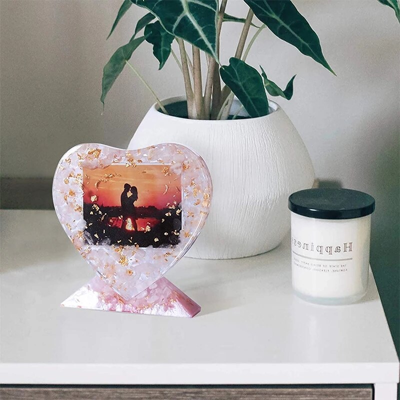 DIY Love Crystal Epoxy Resin Mold Rectangle Photo Frame with Base Silicone Mold Rectangle Photo Frame Crafts Jewelry Making