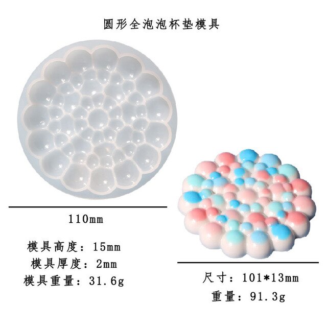 DIY Square Round Bubble Coaster Crysta UV Resin Molds Jewelry Accessories Handcraft Mould for Making Tray Home Decor Crafts Gift