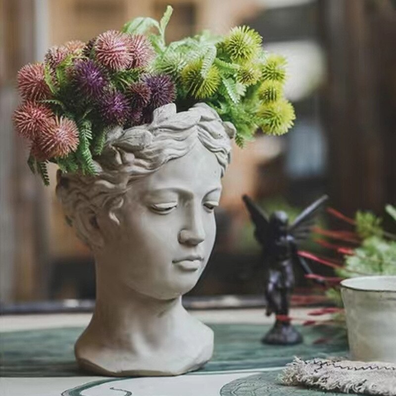 Large Roman girl Vase flowerpot silicone mold Greek goddess vase resin concrete silicone mold Succulents plant flower pot mold