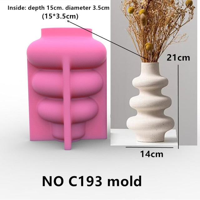 New Household Vase Shape Succulent Flower Pot Ashtray Pen Holder Silicone Mold Scented Molds For Gypsum and Concrete Stone Carve