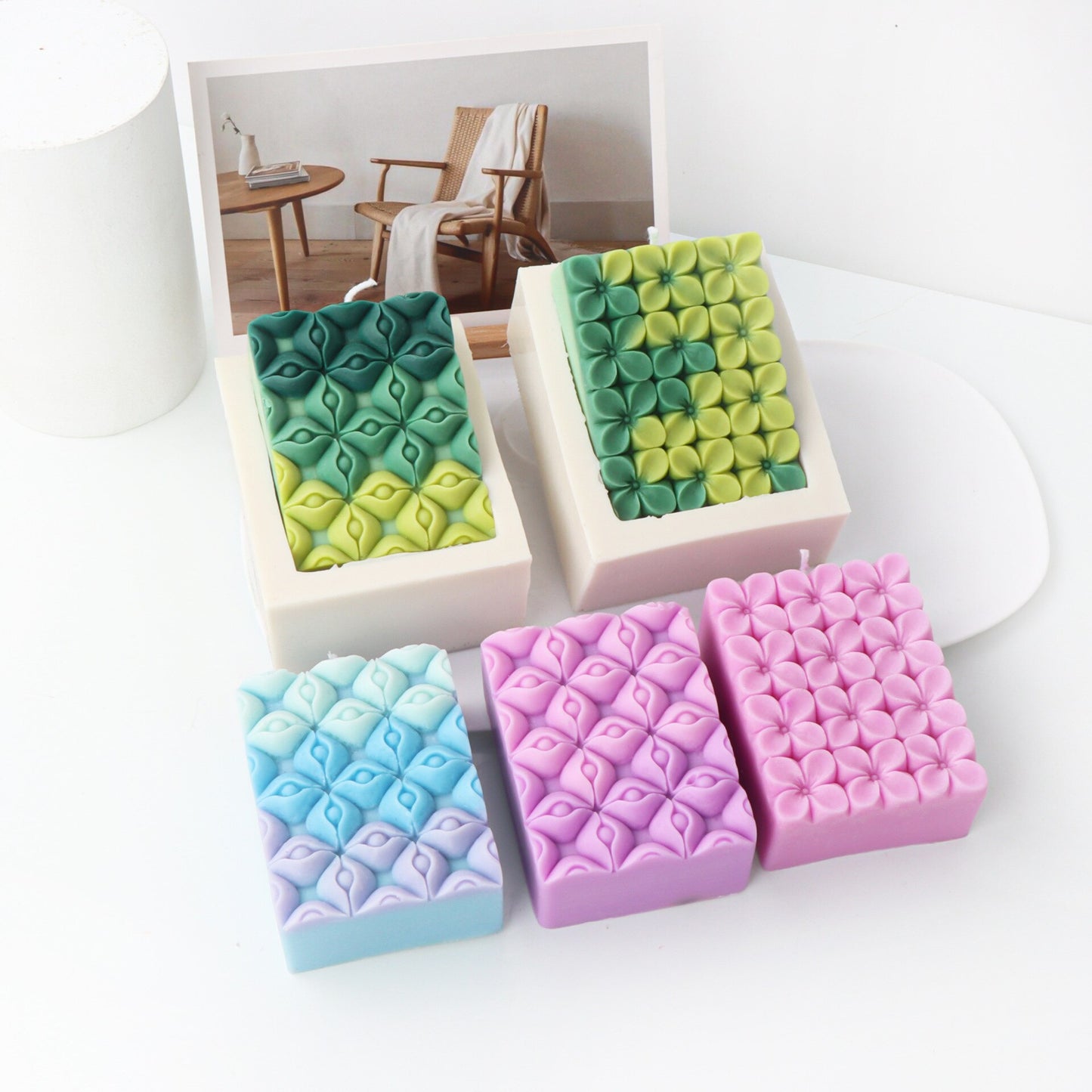 Eyes Square Silicone Candle Mold DIY Flower Pattern Plane Candle Making Kits Soap Resin Mold Gifts Craft Home Decor