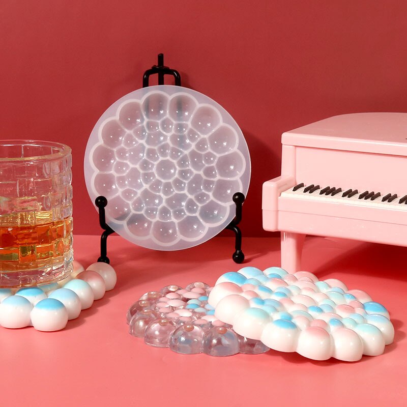 DIY Square Round Bubble Coaster Crysta UV Resin Molds Jewelry Accessories Handcraft Mould for Making Tray Home Decor Crafts Gift