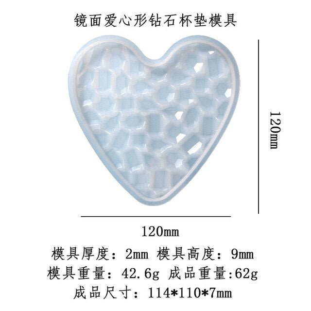 DIY Coaster Silicone Molds Crystal Epoxy Resin Mold AgatePlum Diamond Pattern Coaster Pendulum Home Decoration Cup Tray Jewelry