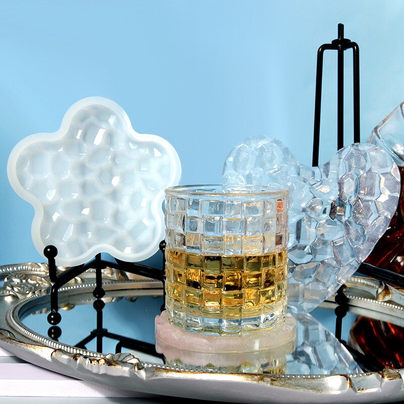 DIY Coaster Silicone Molds Crystal Epoxy Resin Mold AgatePlum Diamond Pattern Coaster Pendulum Home Decoration Cup Tray Jewelry
