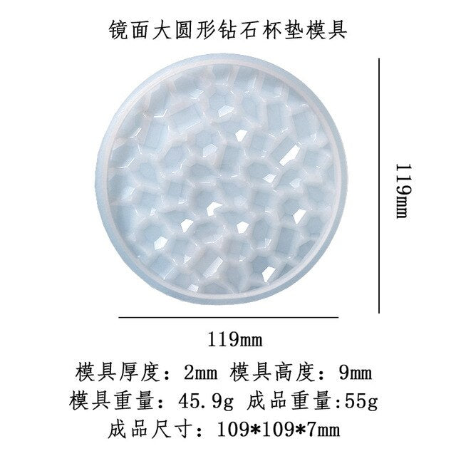 DIY Coaster Silicone Molds Crystal Epoxy Resin Mold AgatePlum Diamond Pattern Coaster Pendulum Home Decoration Cup Tray Jewelry