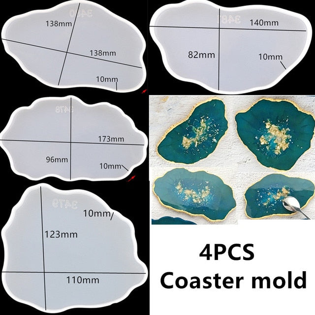 Irregular Coaster Epoxy Resin Silicone Mold Coffee Coaster Tray Molds for DIY Resin Wine Glass Cup Mat Home Decor Making Crafts