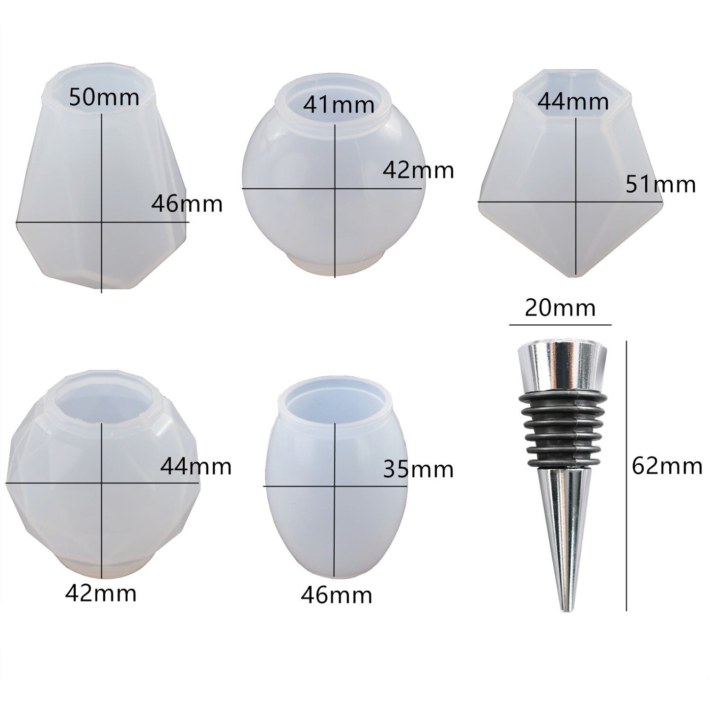New Crystal Epoxy Resin Red Wine Stopper Silicone Mold For Resin DIY Bottle Stopper Making Wine Bottle Stopper Mould