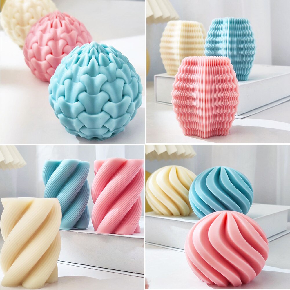3D Art Geometric Rotating Silicone Mold DIY Shell Candle Making Soap Resin Molds Gifts Craft Home Decor Handmade Scented Candles