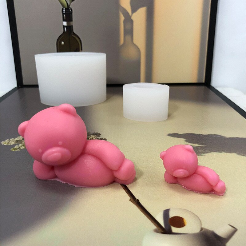 Cute Bear Mold Lazy Bear Shape 3D Silicone Mold Candle Mold for Candle Making DIY Soap Molds cake mold Side lying bear Cake Mold
