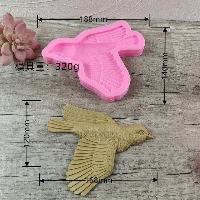 Lagre Bird epoxy resin silicone mold Bird pendant Cement concrete gypsum silicone mold Home decoration
