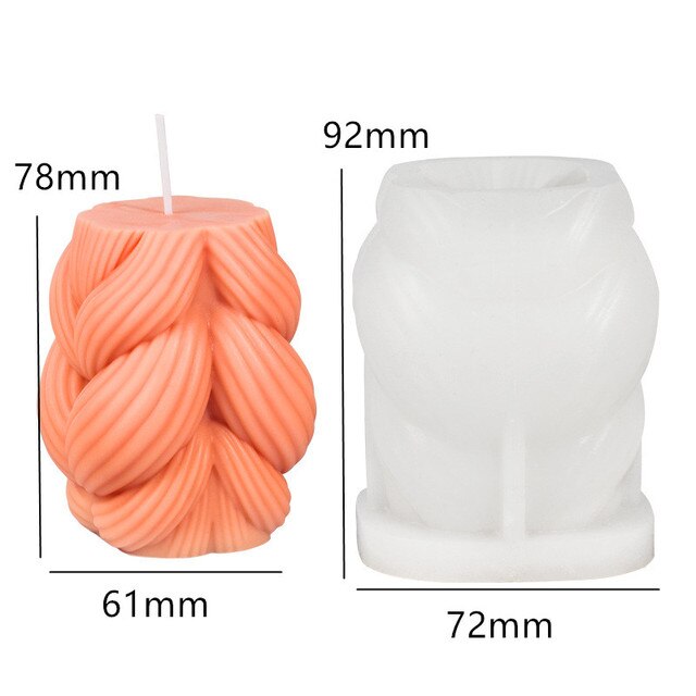3D Swirl Twisted Knot Candle Molds Wave Twirl Taper Spiral Silicone Mould Geometric Abstract Decorative Wavy Soy Wax Mold clay