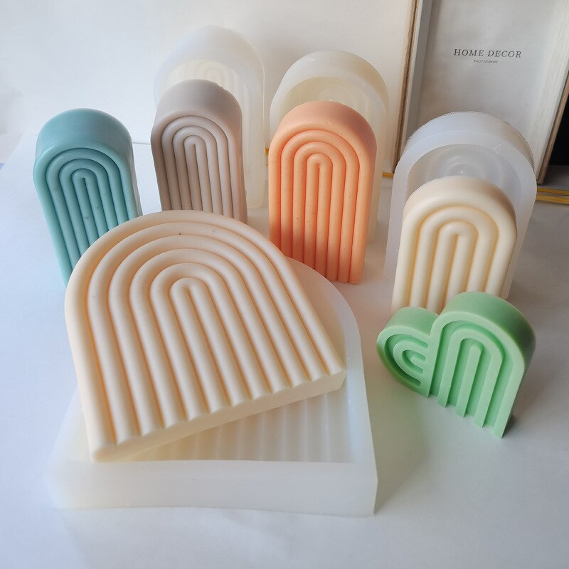 New DIY Art Geometric Rainbow U-Shaped Arch Candle Silicone Mold Handmade Craft Aromatherapy Candle Soy Wax Mould Home Decor