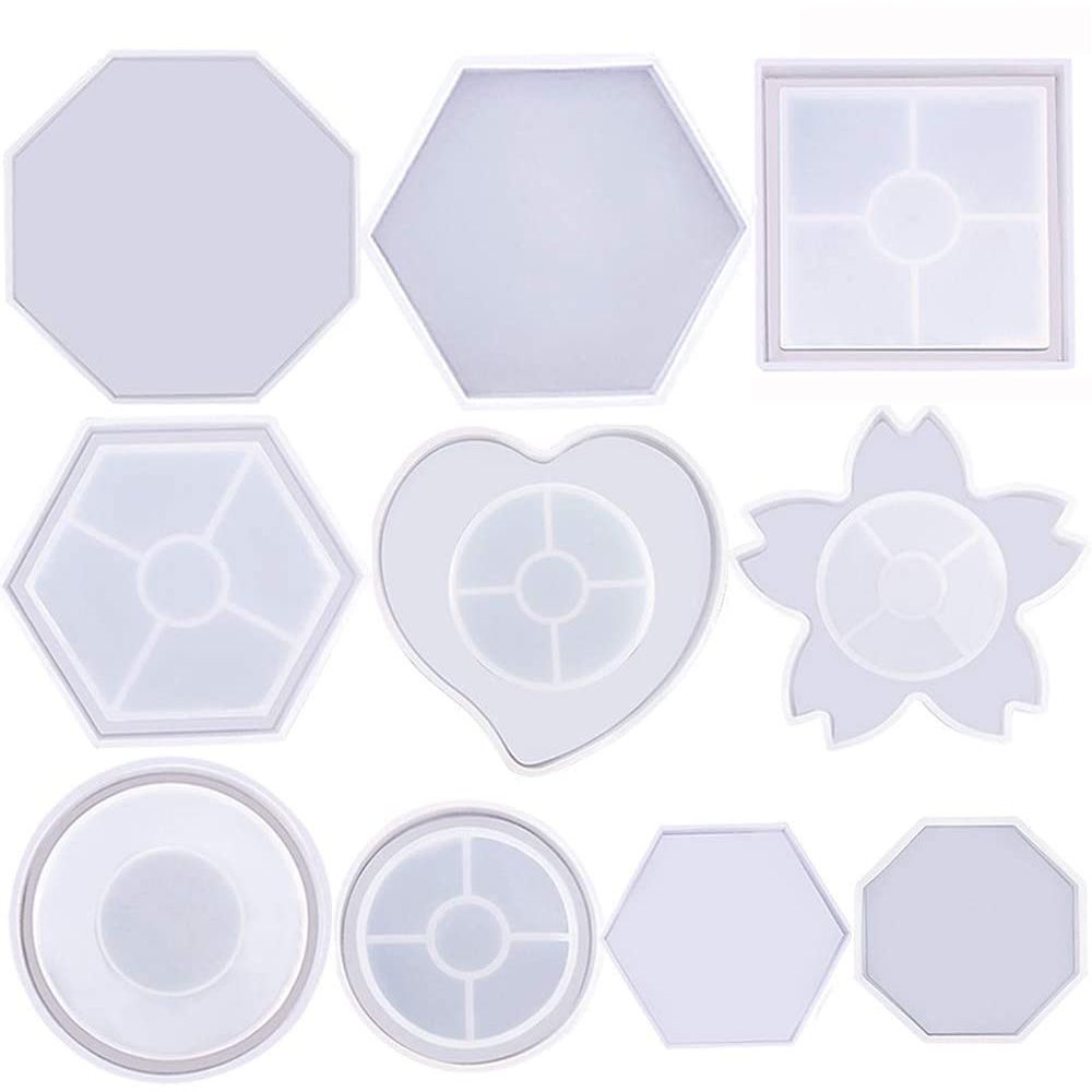 Polygon Base Materials Craft Handmade Silicone Molds Teacup Mat Mold Epoxy Crystal Glue Dropping Tool