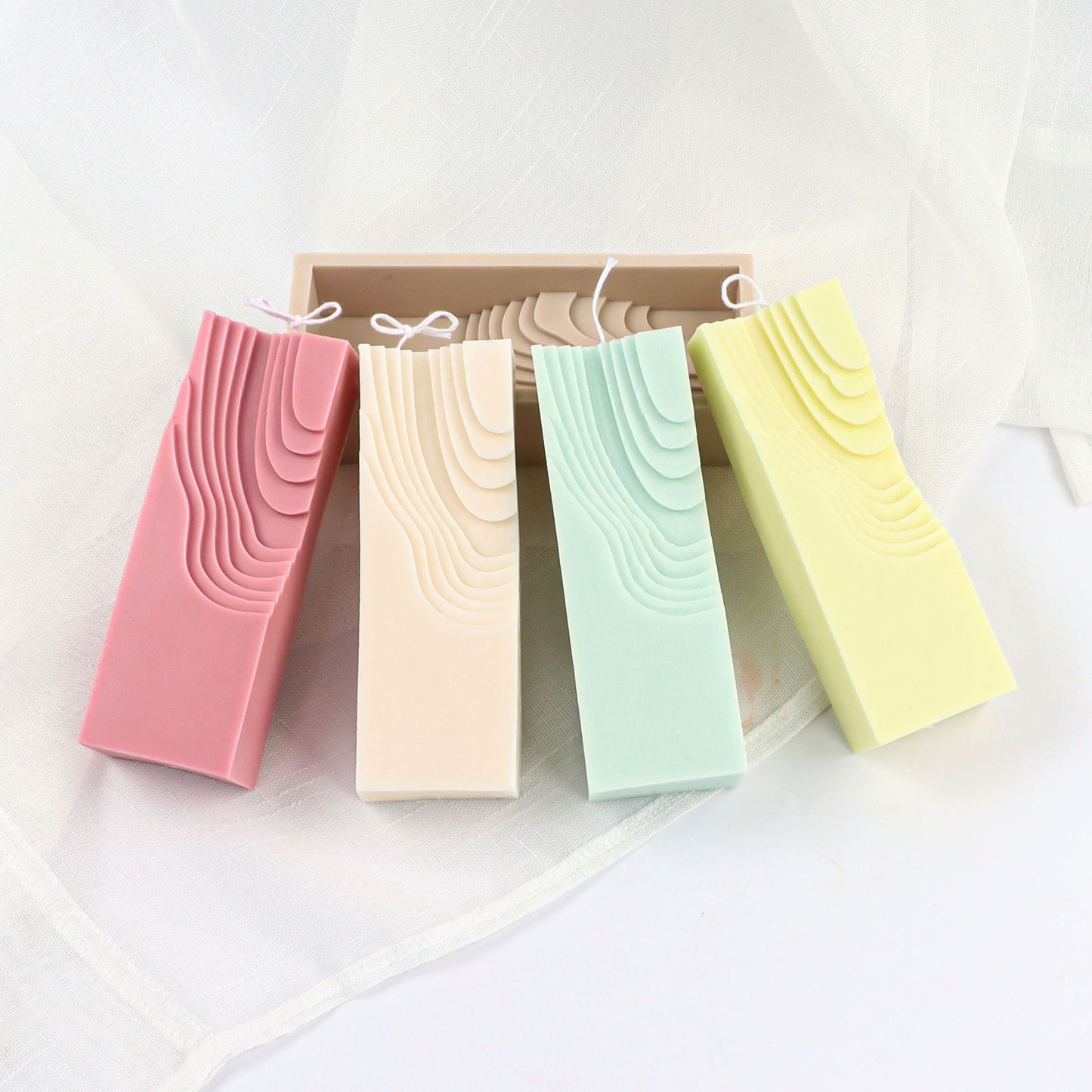3d Stripe Cube Ripple Bowl Rectangle Candle Silicone Mold Diy Handmade Epoxy Resin Mold Ornament Candle Soap Making Home Decor