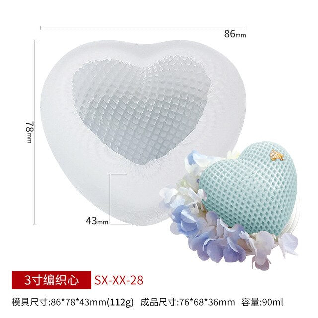 Silicone Candle Mold 3D Grid Heart Shape Scented Candle Soap Mould Mousse Chocalete Cake Mold Plaster Resin Ornament Making Tool