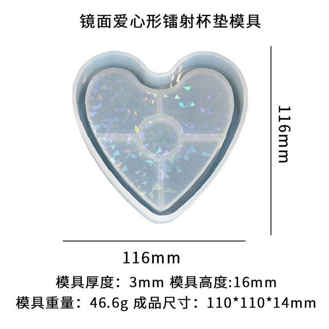 Holographic Light Shadow Coaster Silicone Mold DIY Handmade UV Epoxy Cup Pad Resin Storage Tray Making Supplies Epoxy Resin Mold