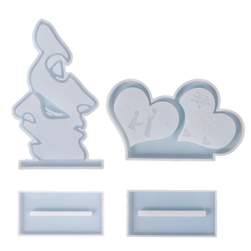 DIY Crystal Epoxy Resin Mold Love Heart Photo Silicone Mold Couple Theme Stand-up Tabletop Ornaments Love Photo Frame Home Decor