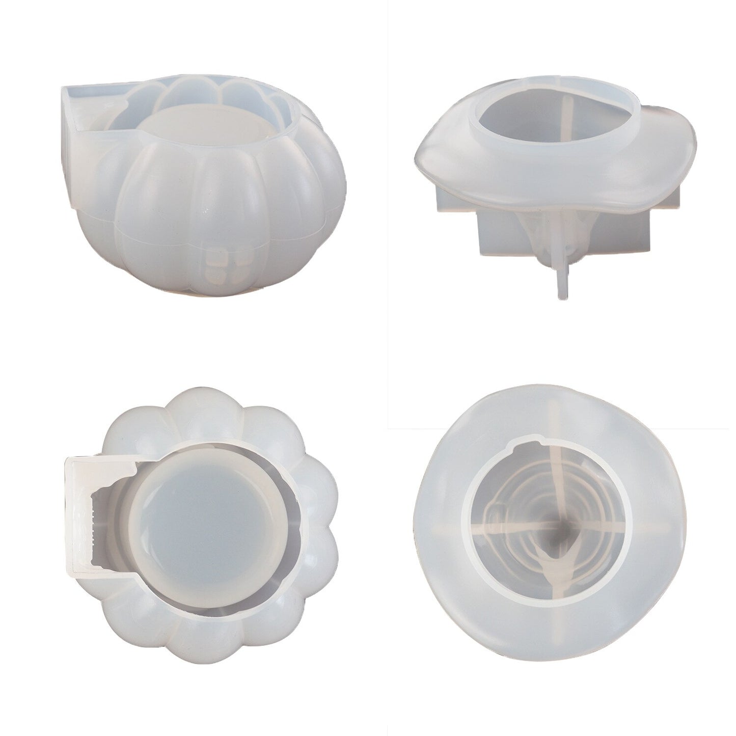 2pcs/Set DIY Halloween Witch Pumpkin Storage Box Resin Mold Cabin Elf House Storage Box Bottle Candy Box Mirror Silicone Mold