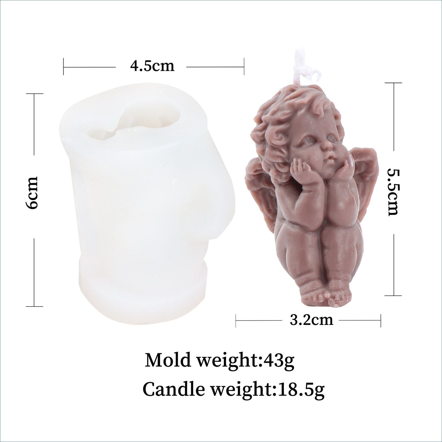 3D Angel Silicone Mold Scented Candle Handmade Soap Angel Handmade Soap Candle Making Resin Mold DIY Fondant Cake Candy Mold