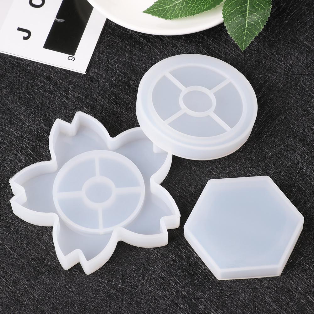 Polygon Base Materials Craft Handmade Silicone Molds Teacup Mat Mold Epoxy Crystal Glue Dropping Tool