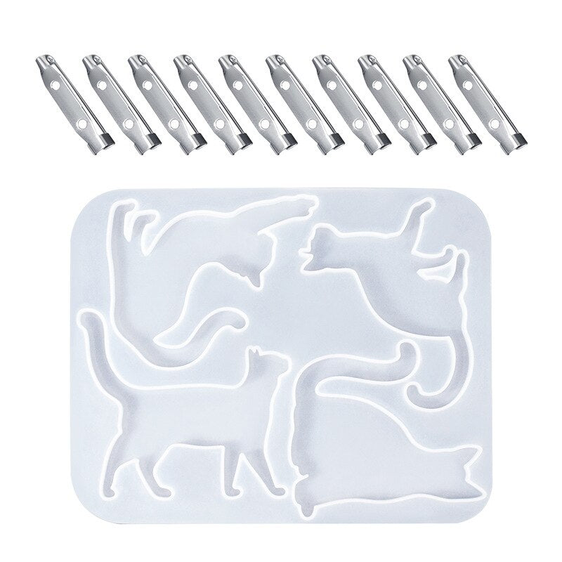 Cat Brooch Crystal UV Resin Mould Jewelry Silicone Mold DIY Intersperse Decorate Making Mold Craft Making Accessory Casting Tool